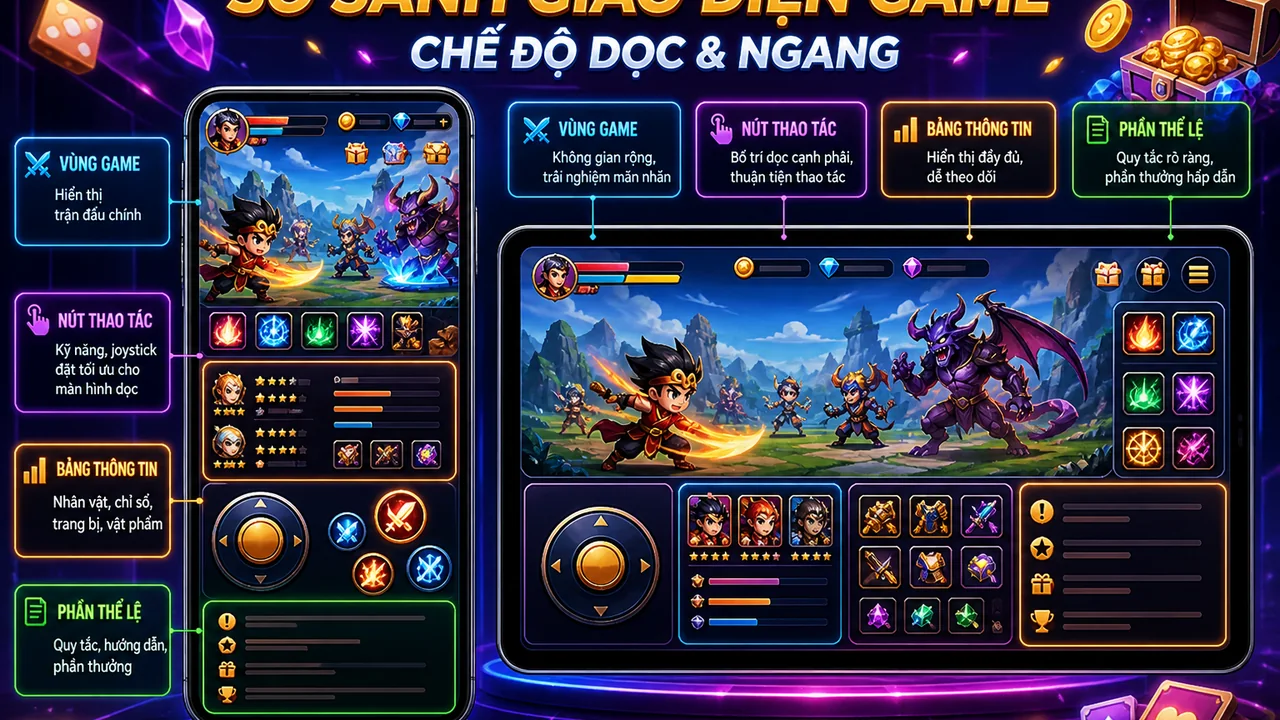 Dọc hay ngang khi theo dõi sự kiện game? So sánh trải nghiệm trên mb66